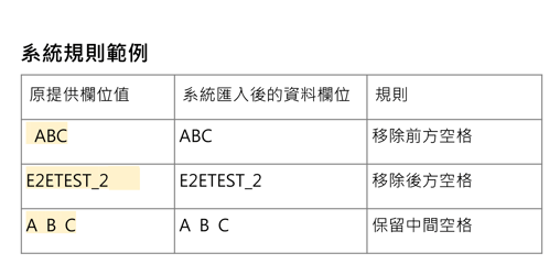 系統串接_匯入文字欄位移除空白格