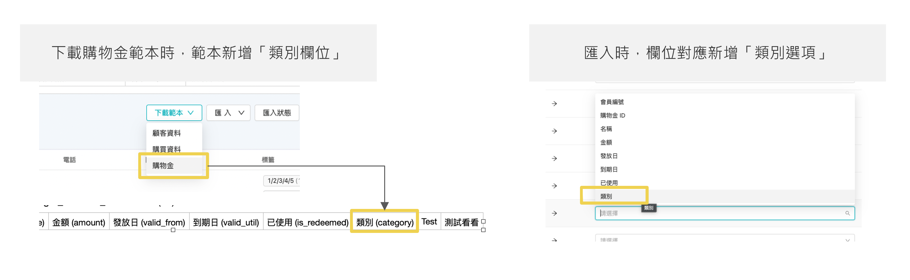 新增購物金資料匯入方式